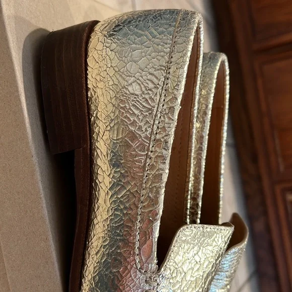 The Frances Loafer in crackle metallic light gold. - Picture 3 of 3
